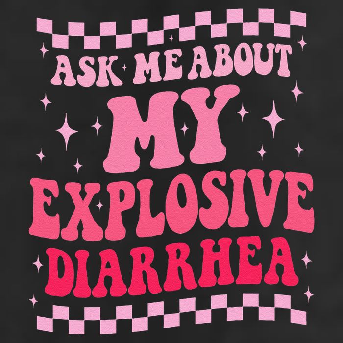 Ask Me About My Explosive Diarrhea Funny Poop Meme Groovy 7 Panel Mesh Trucker Snapback Hat