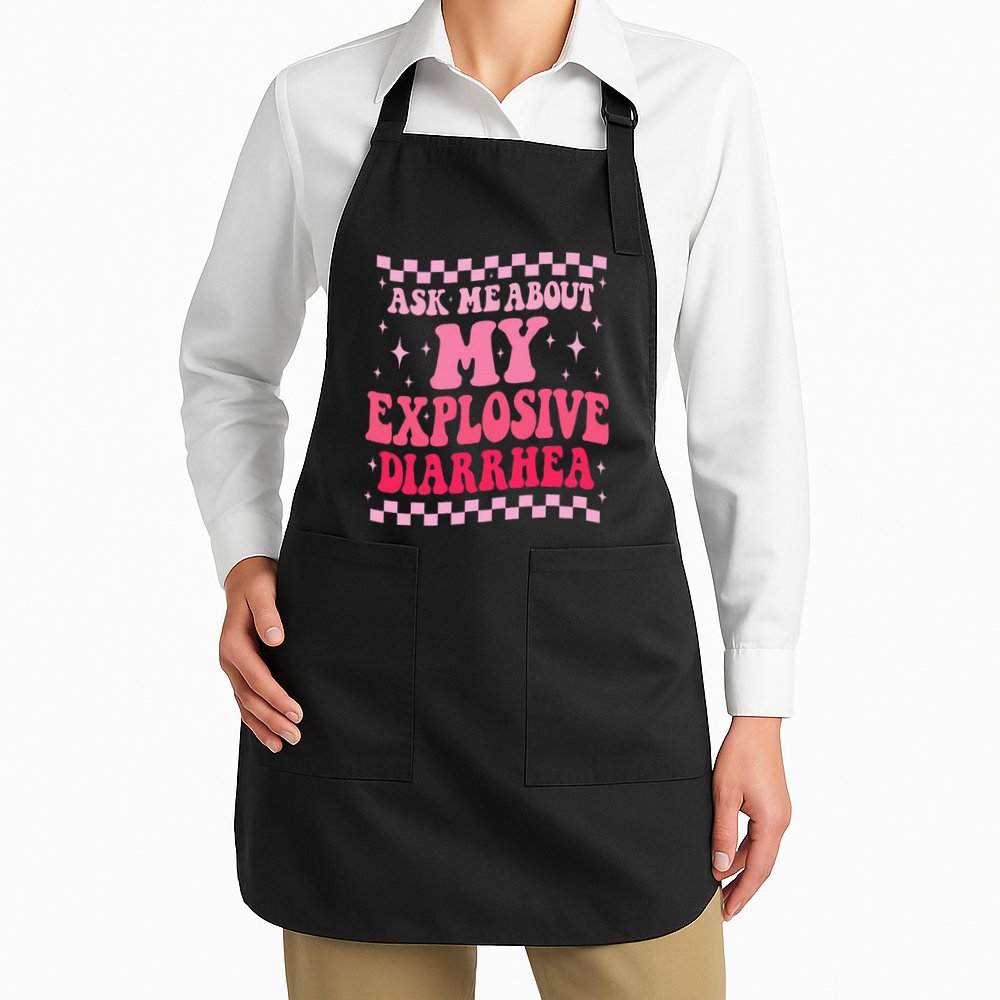 Ask Me About My Explosive Diarrhea Funny Poop Meme Groovy Apron