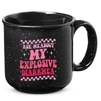 Ask Me About My Explosive Diarrhea Funny Poop Meme Groovy 15oz Campfire Ceramic Mug