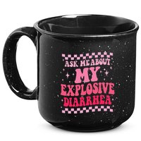 Ask Me About My Explosive Diarrhea Funny Poop Meme Groovy 15oz Campfire Ceramic Mug