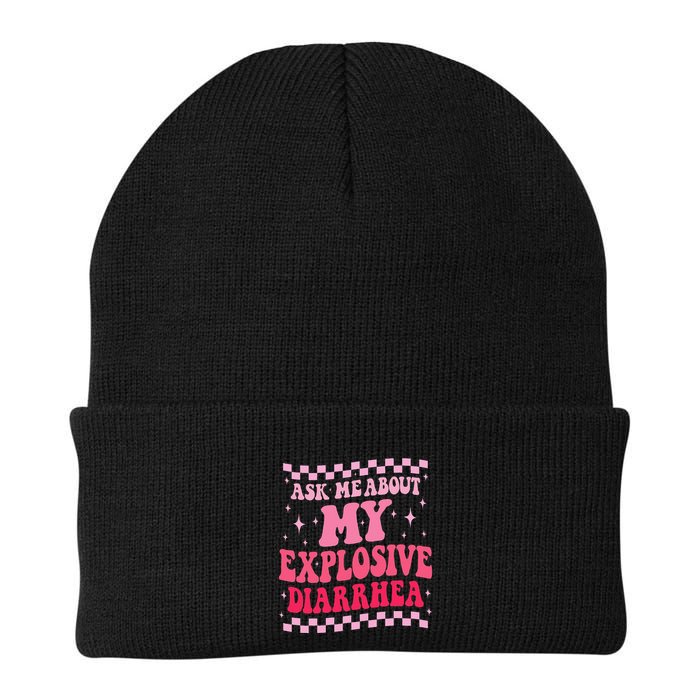 Ask Me About My Explosive Diarrhea Funny Poop Meme Groovy Beanie