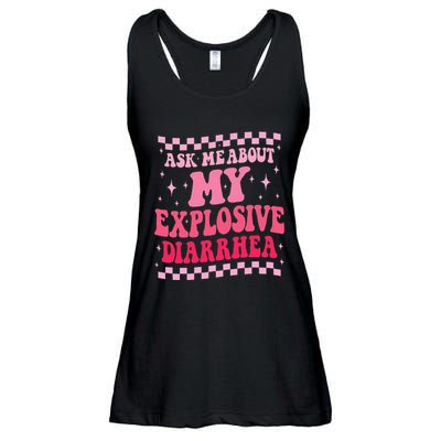 Ask Me About My Explosive Diarrhea Funny Poop Meme Groovy Ladies Essential Flowy Tank