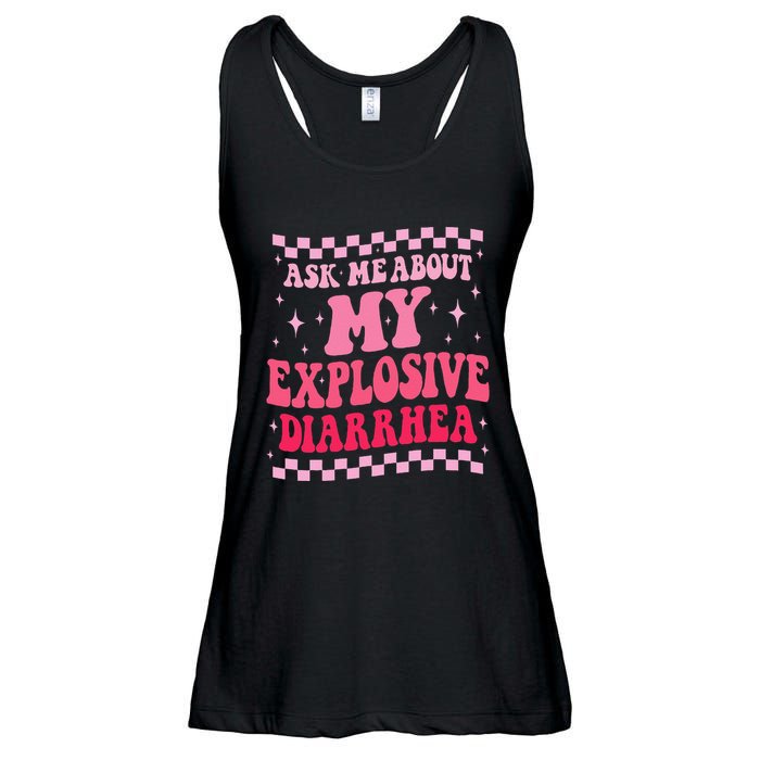 Ask Me About My Explosive Diarrhea Funny Poop Meme Groovy Ladies Essential Flowy Tank
