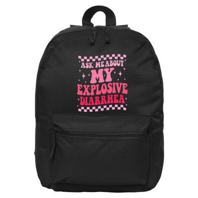 Ask Me About My Explosive Diarrhea Funny Poop Meme Groovy 16 in Basic Backpack