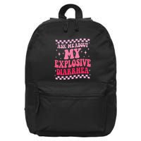 Ask Me About My Explosive Diarrhea Funny Poop Meme Groovy 16 in Basic Backpack