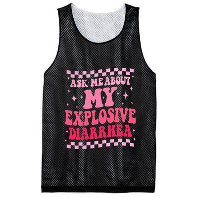 Ask Me About My Explosive Diarrhea Funny Poop Meme Groovy Mesh Reversible Basketball Jersey Tank