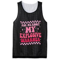 Ask Me About My Explosive Diarrhea Funny Poop Meme Groovy Mesh Reversible Basketball Jersey Tank