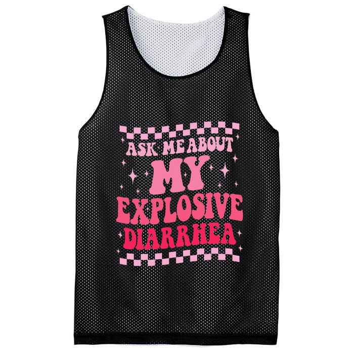 Ask Me About My Explosive Diarrhea Funny Poop Meme Groovy Mesh Reversible Basketball Jersey Tank