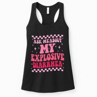 Ask Me About My Explosive Diarrhea Funny Poop Meme Groovy Womens Tank Top