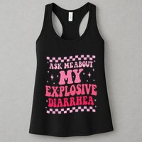 Ask Me About My Explosive Diarrhea Funny Poop Meme Groovy Womens Tank Top