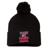 Ask Me About My Explosive Diarrhea Funny Poop Meme Groovy Pom Pom 12in Knit Beanie