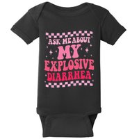 Ask Me About My Explosive Diarrhea Funny Poop Meme Groovy Baby Bodysuit