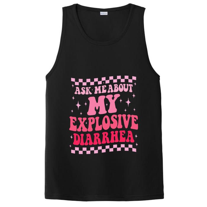 Ask Me About My Explosive Diarrhea Funny Poop Meme Groovy PosiCharge Competitor Tank