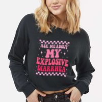 Ask Me About My Explosive Diarrhea Funny Poop Meme Groovy Cropped Pullover Crew