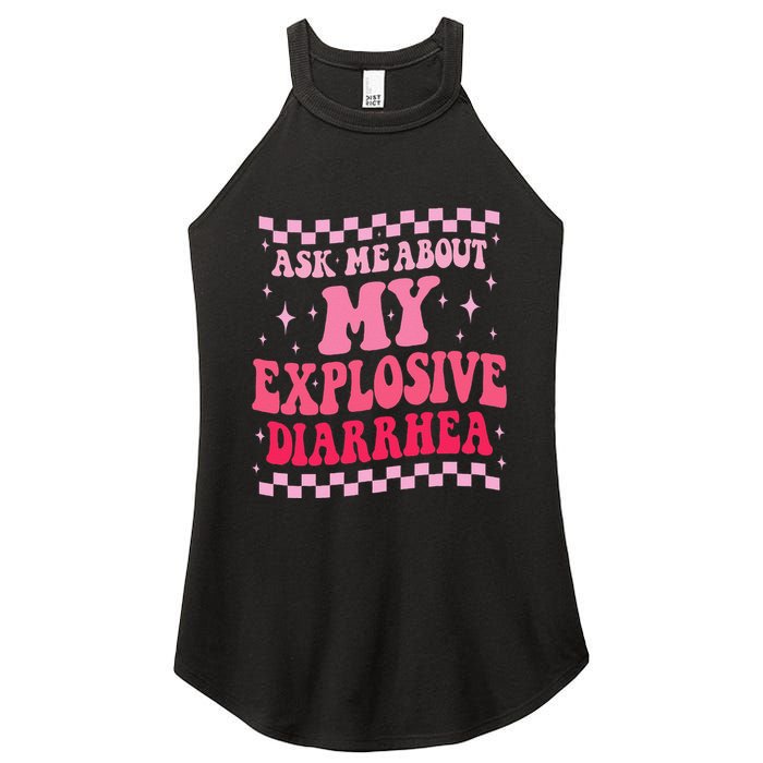 Ask Me About My Explosive Diarrhea Funny Poop Meme Groovy Women's Perfect Tri Rocker Tank