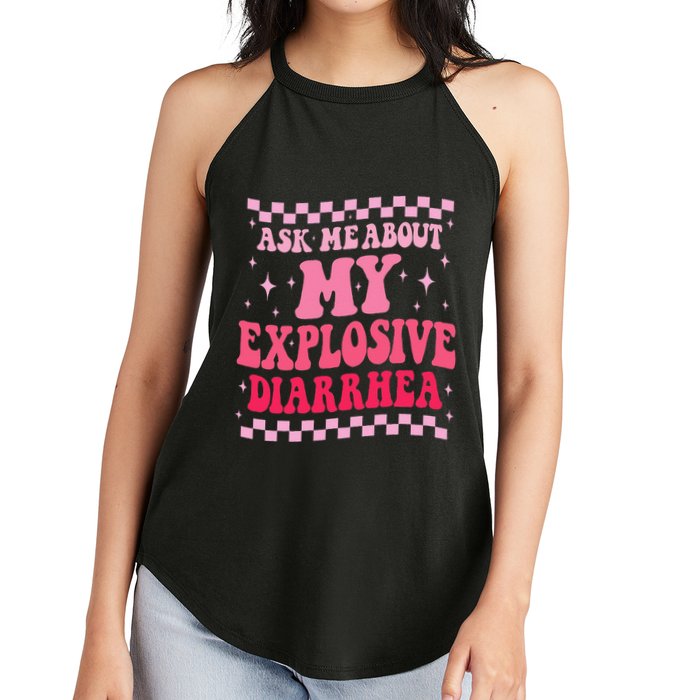 Ask Me About My Explosive Diarrhea Funny Poop Meme Groovy Women's Perfect Tri Rocker Tank
