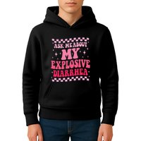 Ask Me About My Explosive Diarrhea Funny Poop Meme Groovy Kids Hoodie