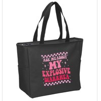 Ask Me About My Explosive Diarrhea Funny Poop Meme Groovy Zip Tote Bag