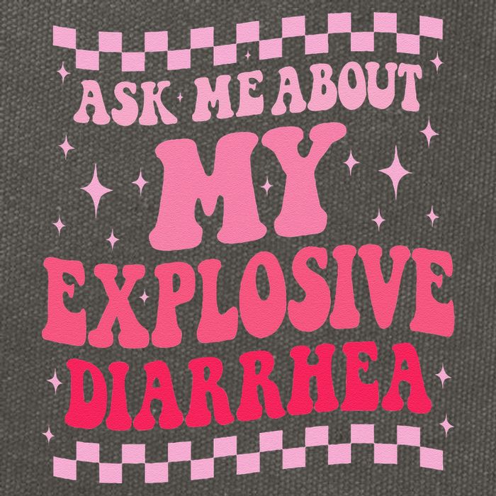 Ask Me About My Explosive Diarrhea Funny Poop Meme Groovy Cotton Canvas Backpack