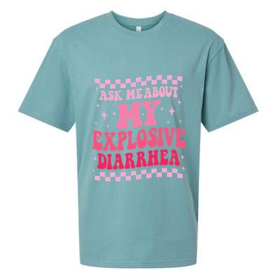 Ask Me About My Explosive Diarrhea Funny Poop Meme Groovy Sueded Cloud Jersey T-Shirt