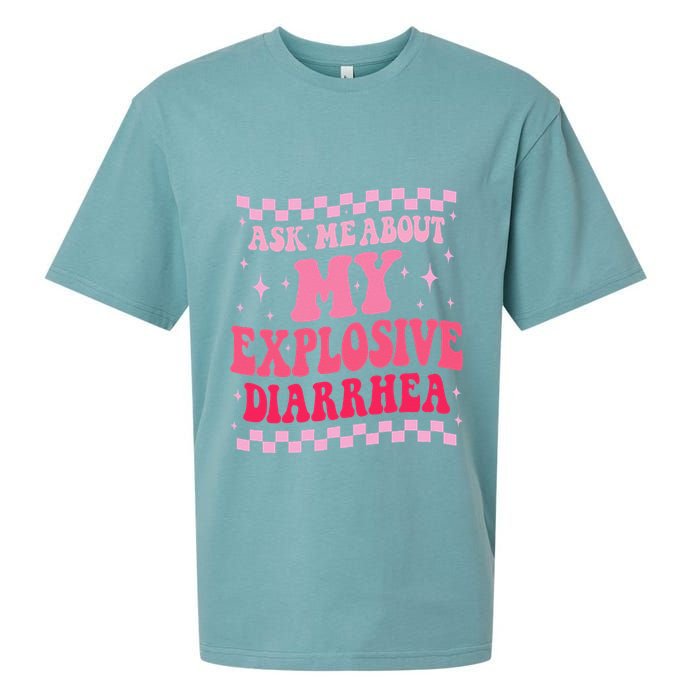 Ask Me About My Explosive Diarrhea Funny Poop Meme Groovy Sueded Cloud Jersey T-Shirt