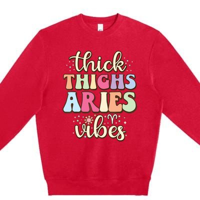 Aries March April Birthday Retro Astrology Aries Zodiac Sign Premium Crewneck Sweatshirt