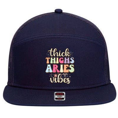 Aries March April Birthday Retro Astrology Aries Zodiac Sign 7 Panel Mesh Trucker Snapback Hat