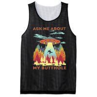 Ask Me About My Butthole Funny Alien Abduction Mesh Reversible Basketball Jersey Tank