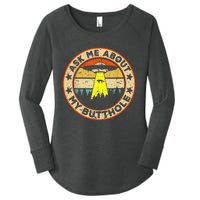 Ask Me About My Butthole Funny Ufo Alien Abduction Vintage Women's Perfect Tri Tunic Long Sleeve Shirt