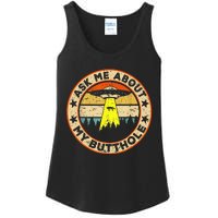 Ask Me About My Butthole Funny Ufo Alien Abduction Vintage Ladies Essential Tank