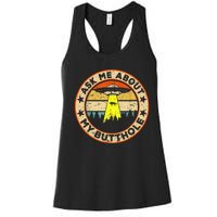 Ask Me About My Butthole Funny Ufo Alien Abduction Vintage Women's Racerback Tank