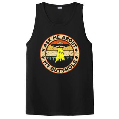 Ask Me About My Butthole Funny Ufo Alien Abduction Vintage PosiCharge Competitor Tank