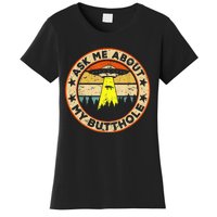 Ask Me About My Butthole Funny Ufo Alien Abduction Vintage Women's T-Shirt