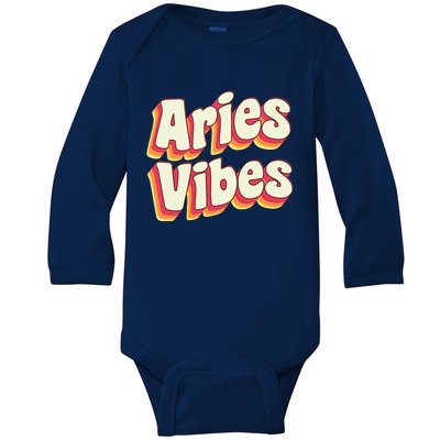 Aries March April Birthday Retro Astrology Aries Zodiac Sign Baby Long Sleeve Bodysuit