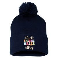 Aries March April Birthday Retro Astrology Aries Zodiac Sign Pom Pom 12in Knit Beanie