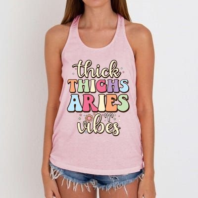 Aries March April Birthday Retro Astrology Aries Zodiac Sign Women's Knotted Racerback Tank