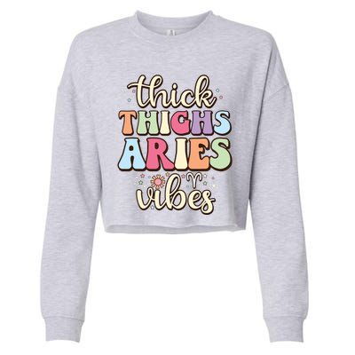 Aries March April Birthday Retro Astrology Aries Zodiac Sign Cropped Pullover Crew