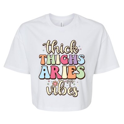 Aries March April Birthday Retro Astrology Aries Zodiac Sign Bella+Canvas Jersey Crop Tee