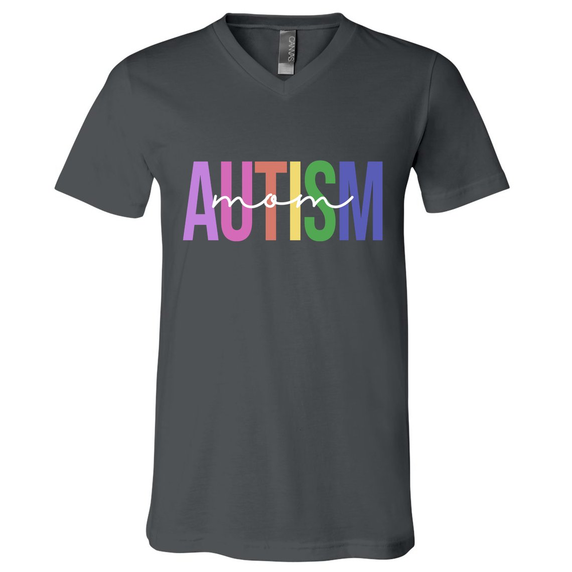 Autism Mom Awareness Colorful V-Neck T-Shirt