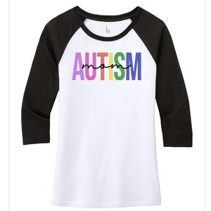 Autism Mom Awareness Colorful Women's Tri-Blend 3/4-Sleeve Raglan Shirt