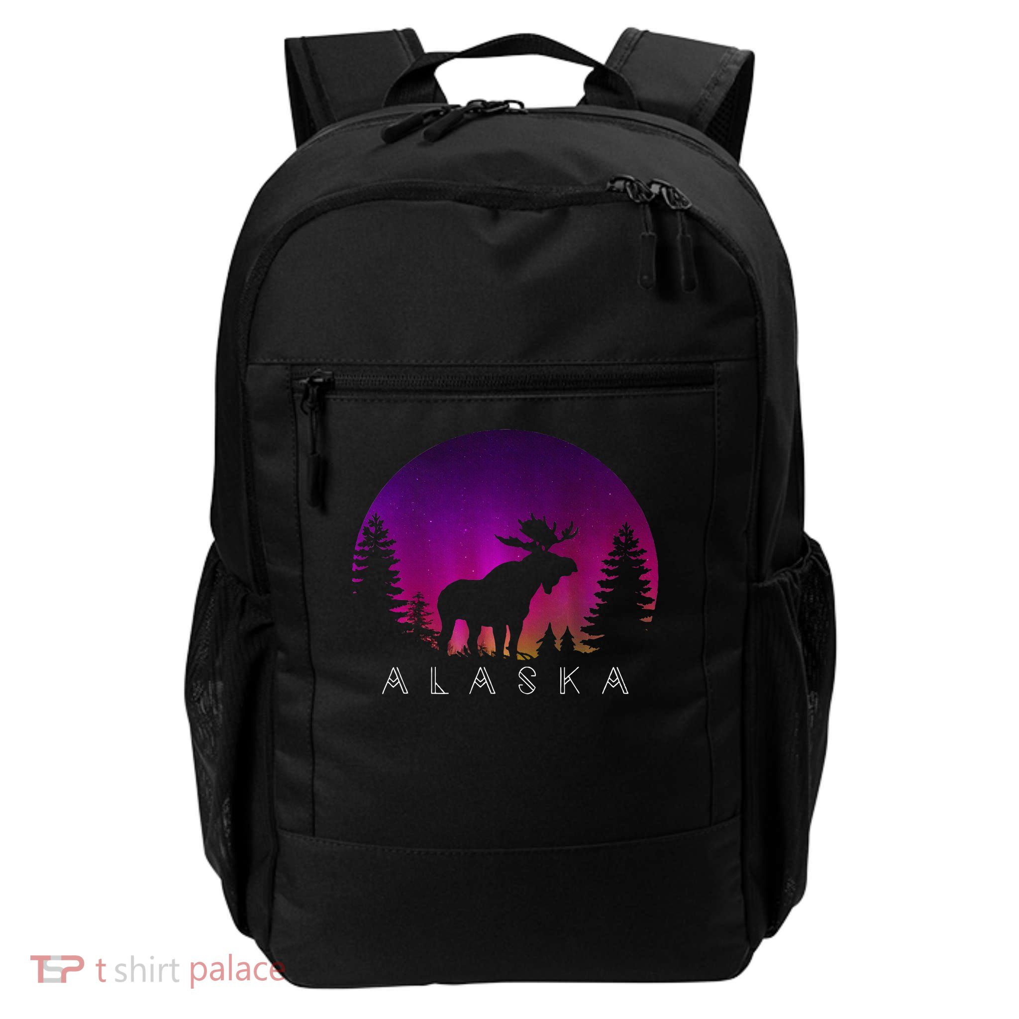Alaska Moose Aurora Borealis Alaskan Landscape Photo Daily Commute Backpack