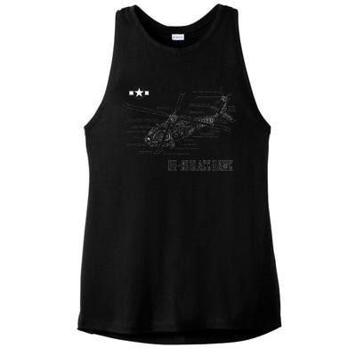 American Military Aircraft UH 60 Black Hawk Helicopter Ladies PosiCharge Tri-Blend Wicking Tank