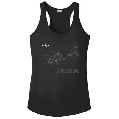 American Military Aircraft UH 60 Black Hawk Helicopter Ladies PosiCharge Competitor Racerback Tank