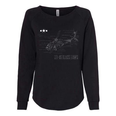 American Military Aircraft UH 60 Black Hawk Helicopter Womens California Wash Sweatshirt