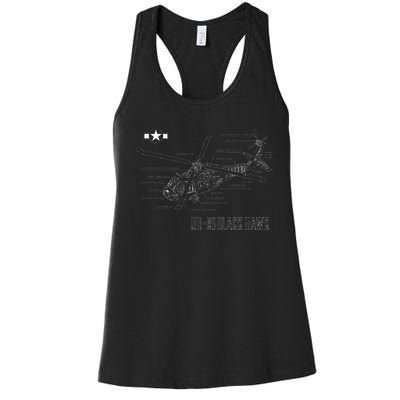 American Military Aircraft UH 60 Black Hawk Helicopter Women's Racerback Tank