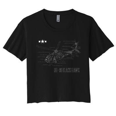 American Military Aircraft UH 60 Black Hawk Helicopter Women's Crop Top Tee