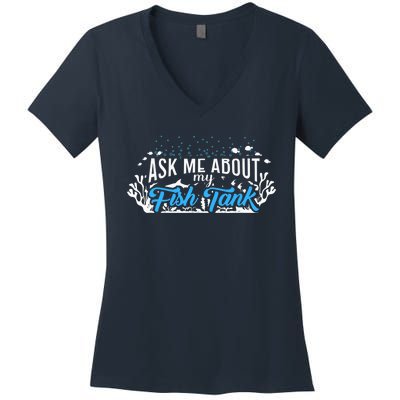 Ask Me About Fish Tank | Fishkeeping | Aquarium Women's V-Neck T-Shirt