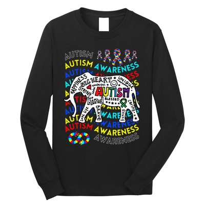 Autism Moms and Dads Elephant Autism Teacher Long Sleeve Shirt