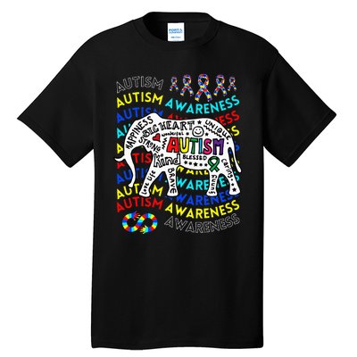 Autism Moms and Dads Elephant Autism Teacher Tall T-Shirt