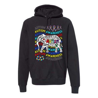 Autism Moms and Dads Elephant Autism Teacher Premium Hoodie